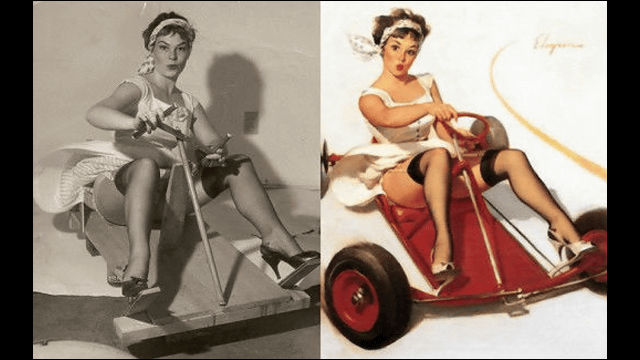 1950年代にジル エルブグレン Gil Elvgren が描いたピンナップガールのイラストと元写真の比較写真18枚 Dna