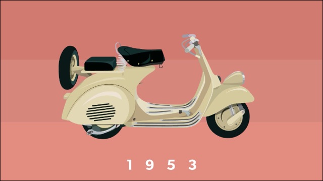 世界中で愛されているスクーター「ベスパ」の1943年から2013年までの進化がよくわかるかわいいイラスト映像「VESPALOGY」 - DNA