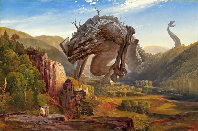 クラシック絵画に怪獣が登場する幻想的なイラストシリーズ The Ancient Kaiju Project Dna