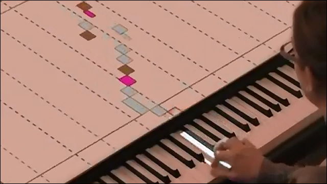 ピアノの弾くべき鍵盤がひと目で分かる練習用プロジェクションマッピングシステムの動画 Dna