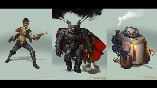 スター ウォーズの登場人物たちをスチームパンク風に描いたイラストシリーズ Steampunk Starwars Dna
