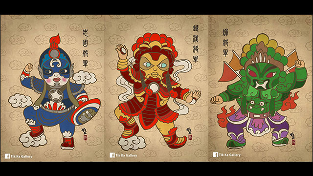 古代の中国武将風に描かれたアメコミヒーローのイラストシリーズ Western Hero X Chinese Opera Dna