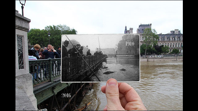 1910年パリ大洪水と現在のパリの市街地を全く同じ場所から撮影した写真で比較 Dna