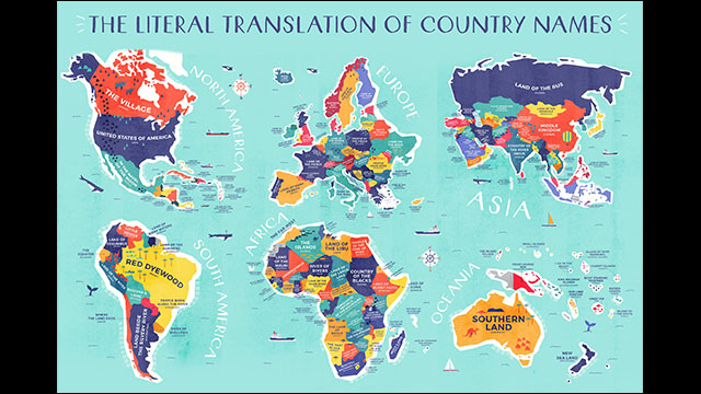 世界各国の 国名 の意味を分かりやすく翻訳した世界地図 Dna