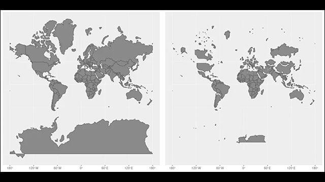 メルカトル図法の世界地図を実際の大きさと比較するgifアニメがおもしろい Dna