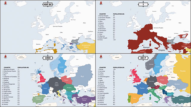 地図でみるヨーロッパ史2500年 1年ごとの領土変遷を10分でまとめた