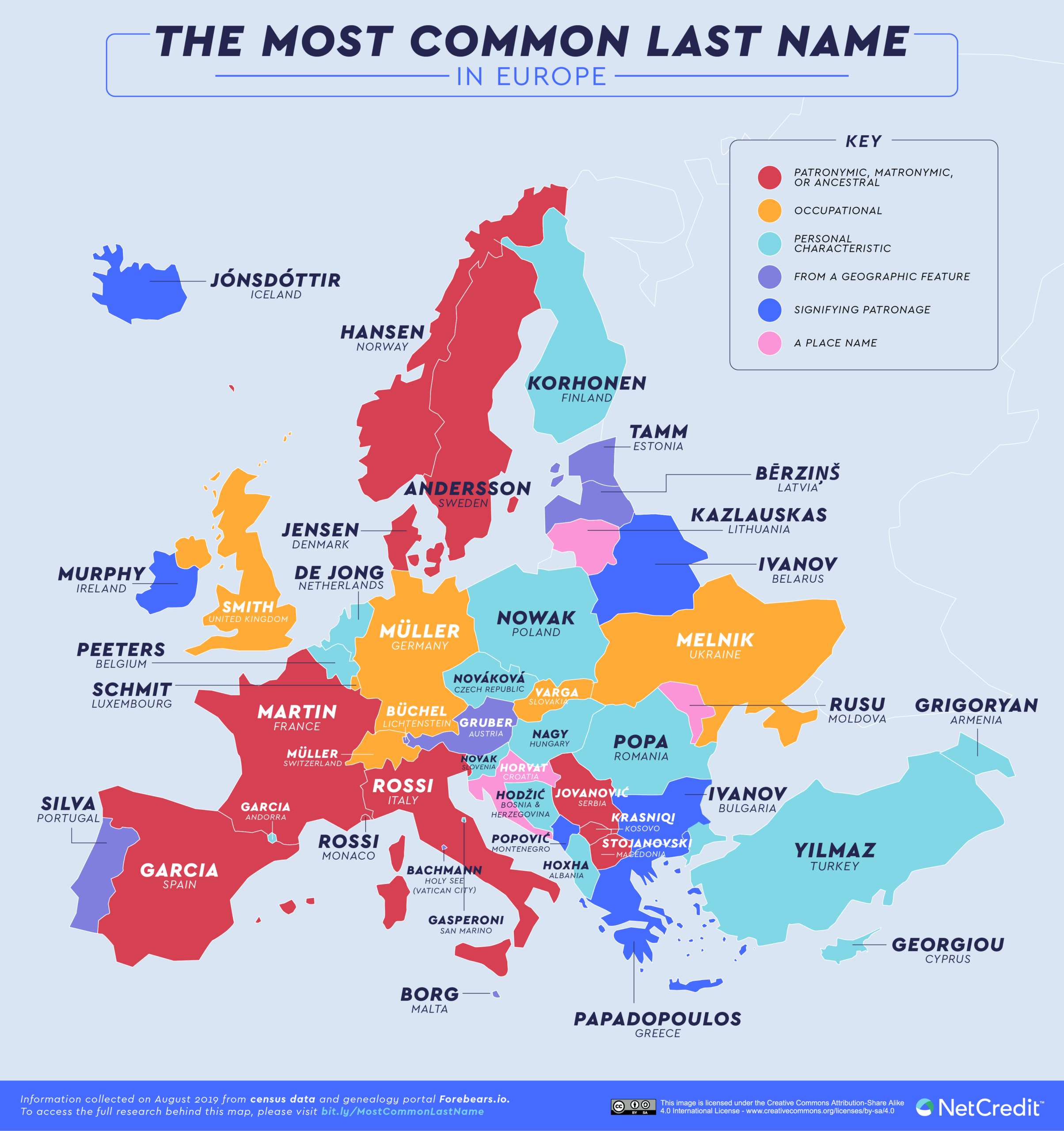 その国でもっとも多い名字 姓 がよくわかる世界地図 Dna